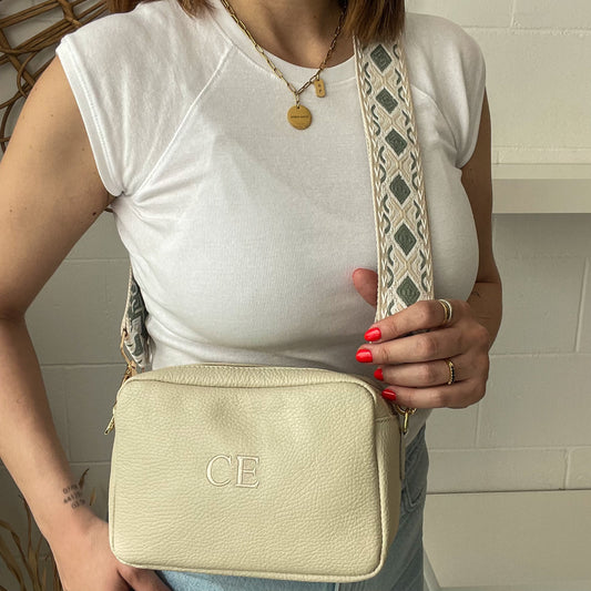 Bolso rectangular de piel personalizado - Color beige