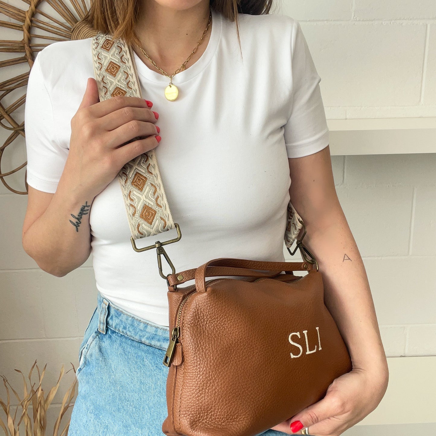 Saca de piel personalizada - Color camel