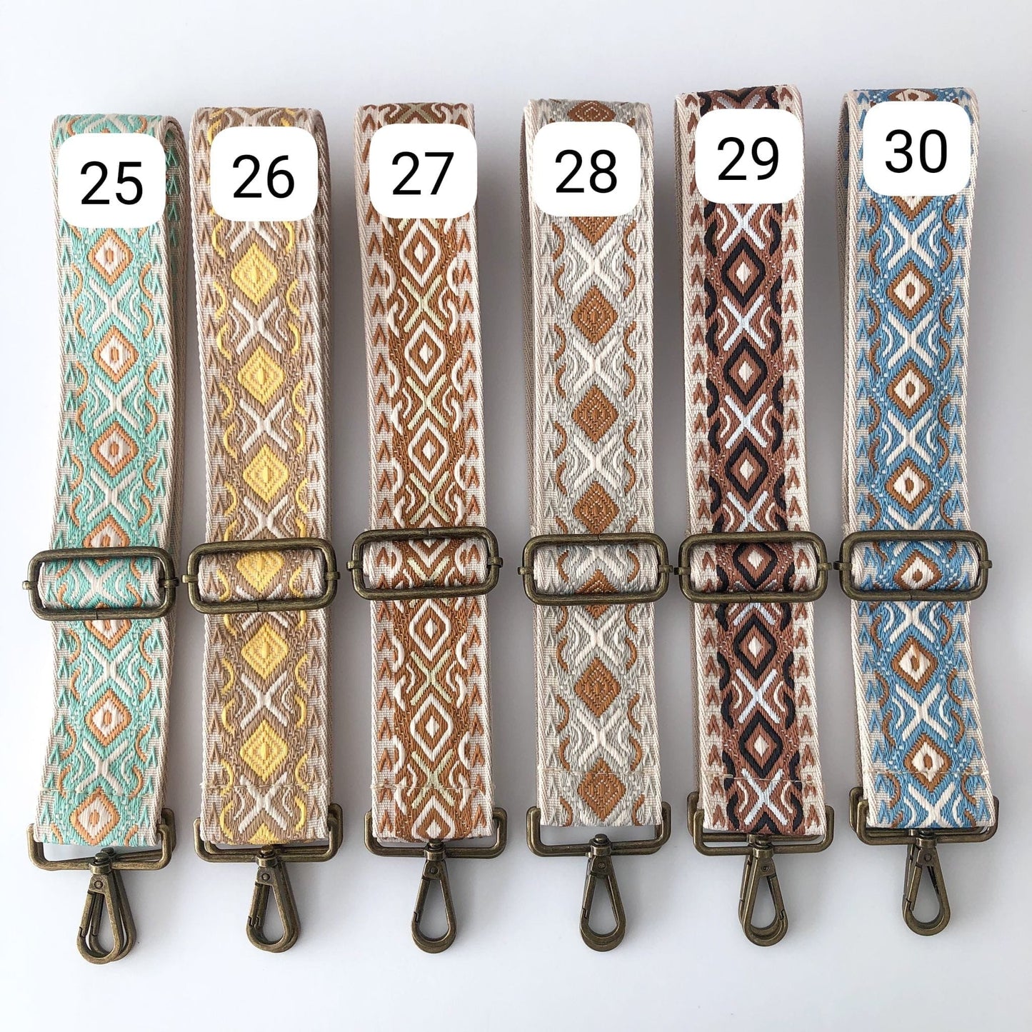 Bolso combinado piel y loneta con correa étnica - Color caqui