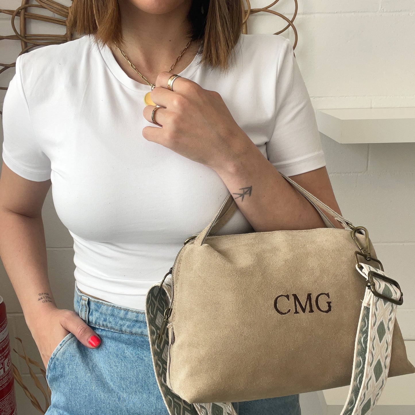 Saca piel de ante personalizada - Color beige