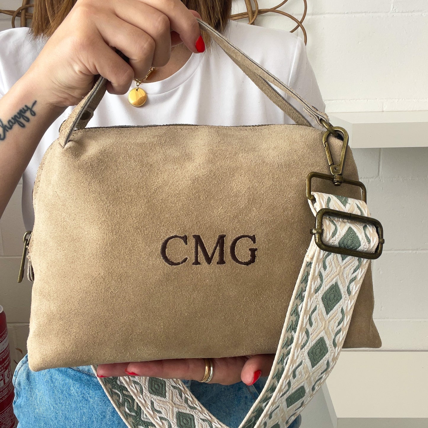 Saca piel de ante personalizada - Color beige