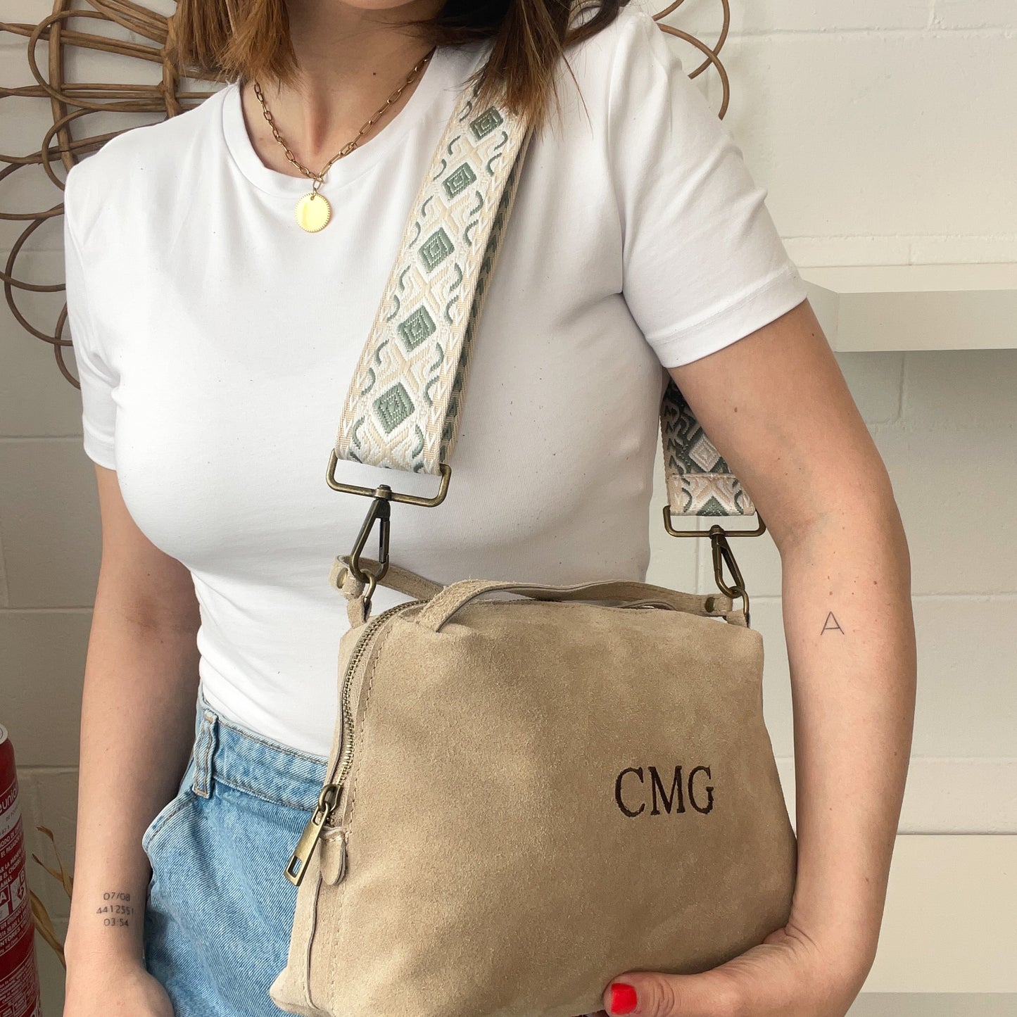 Saca piel de ante personalizada - Color beige