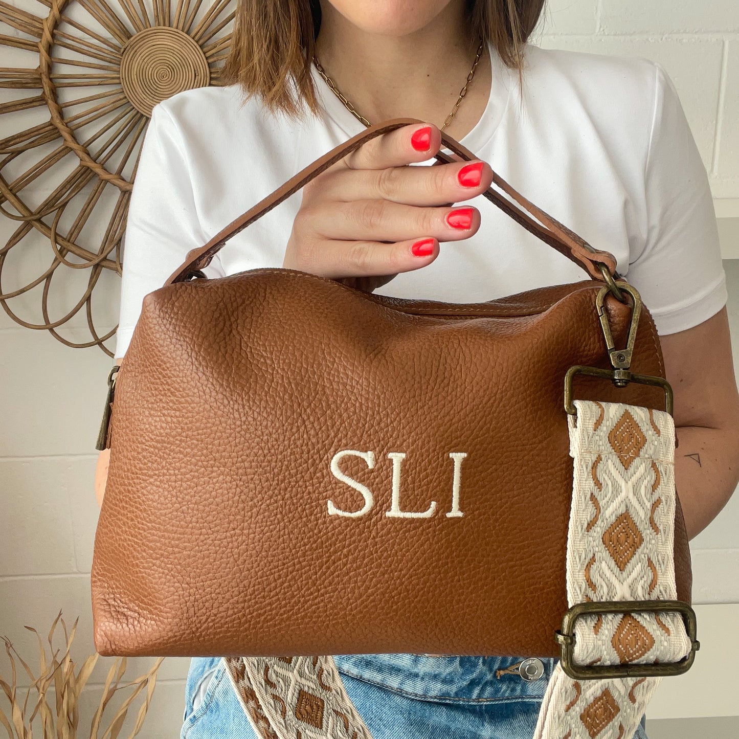 Saca de piel personalizada - Color camel