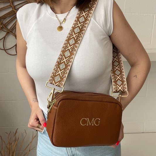 Bolso rectangular de piel personalizado - Color camel