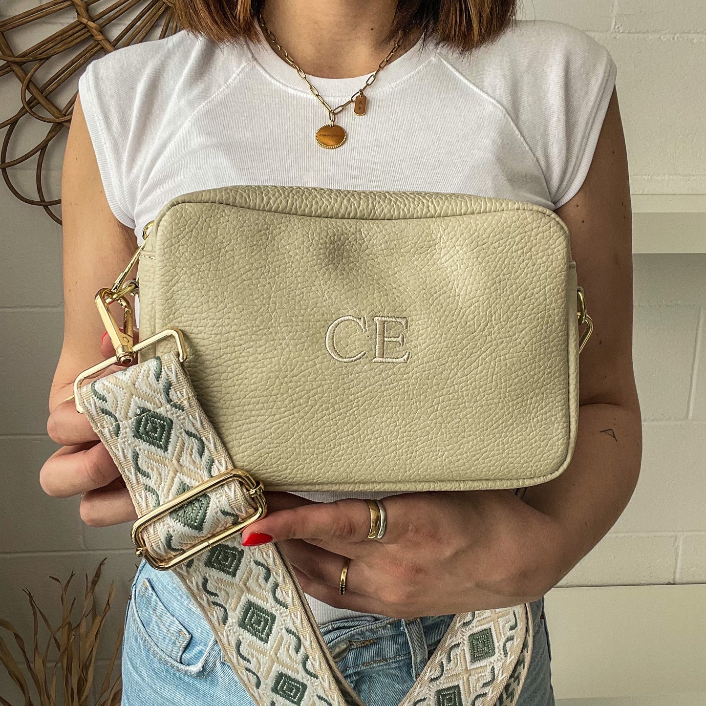 Bolso rectangular de piel personalizado - Color beige
