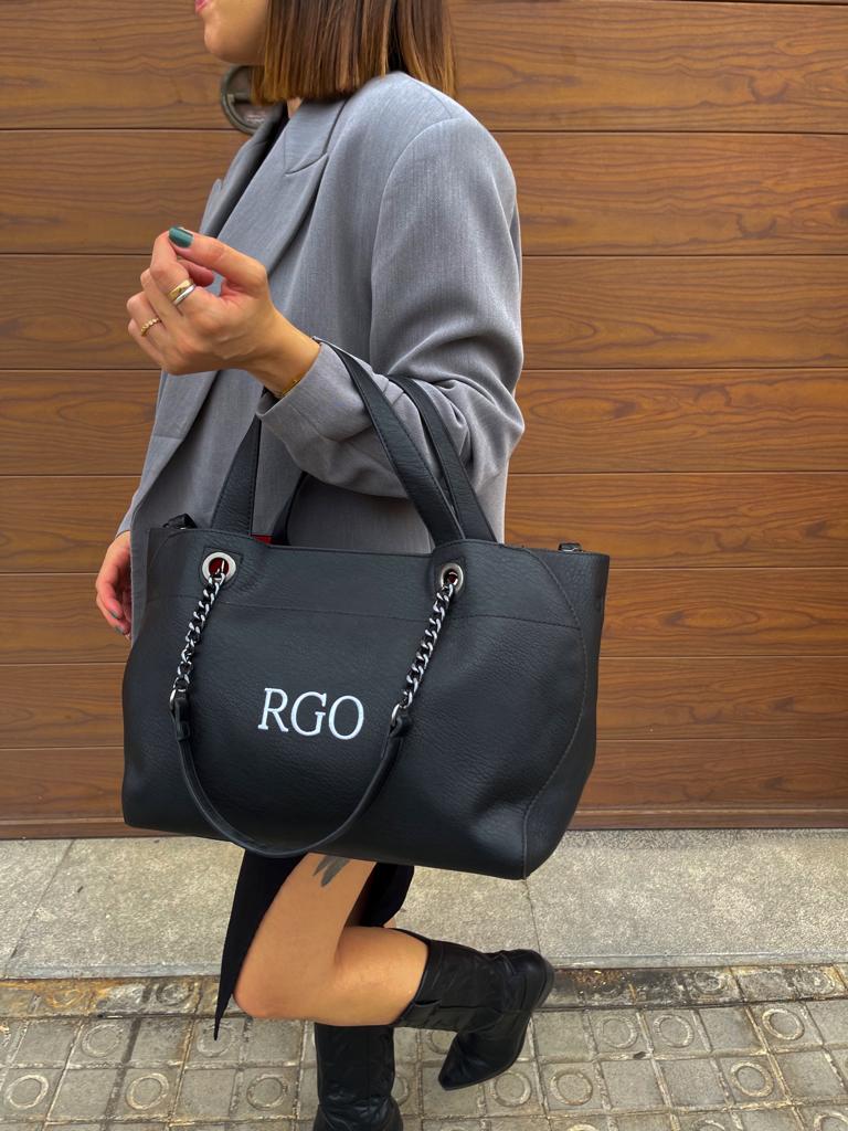 Bolso Shopper acolchado negro personalizado con iniciales bordadas. –  Üshineshop