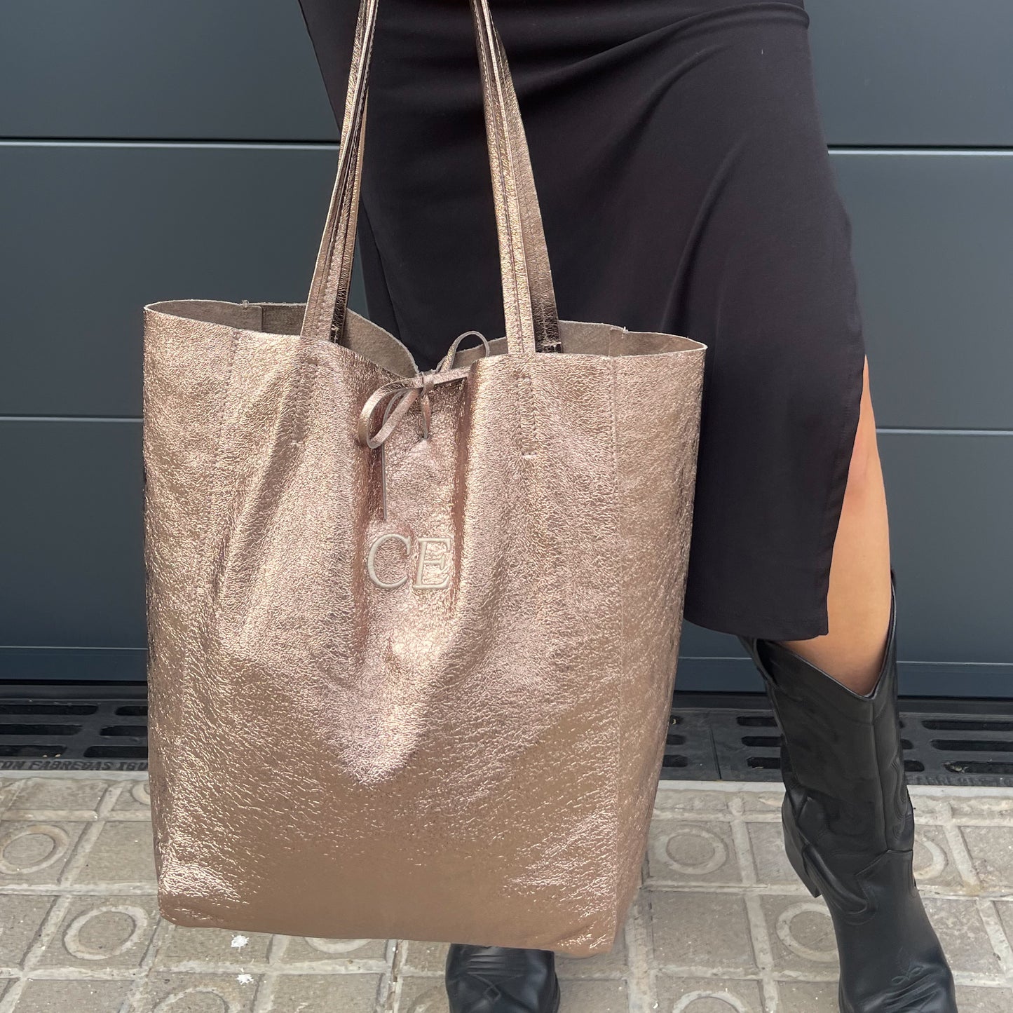 Bolso brillo lazo personalizado - Color cobre