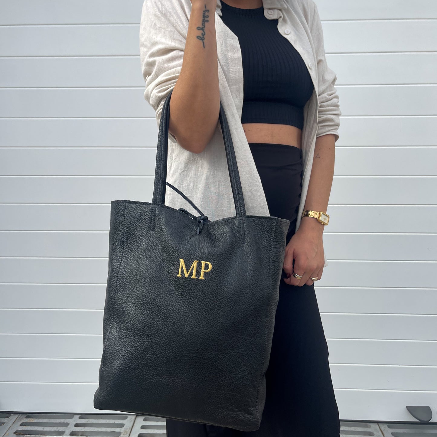 Bolso piel lazo personalizado - Color negro
