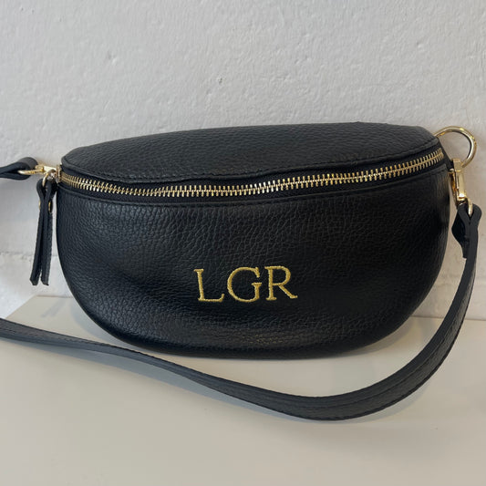 Riñonera pequeña de piel personalizada - Color negro
