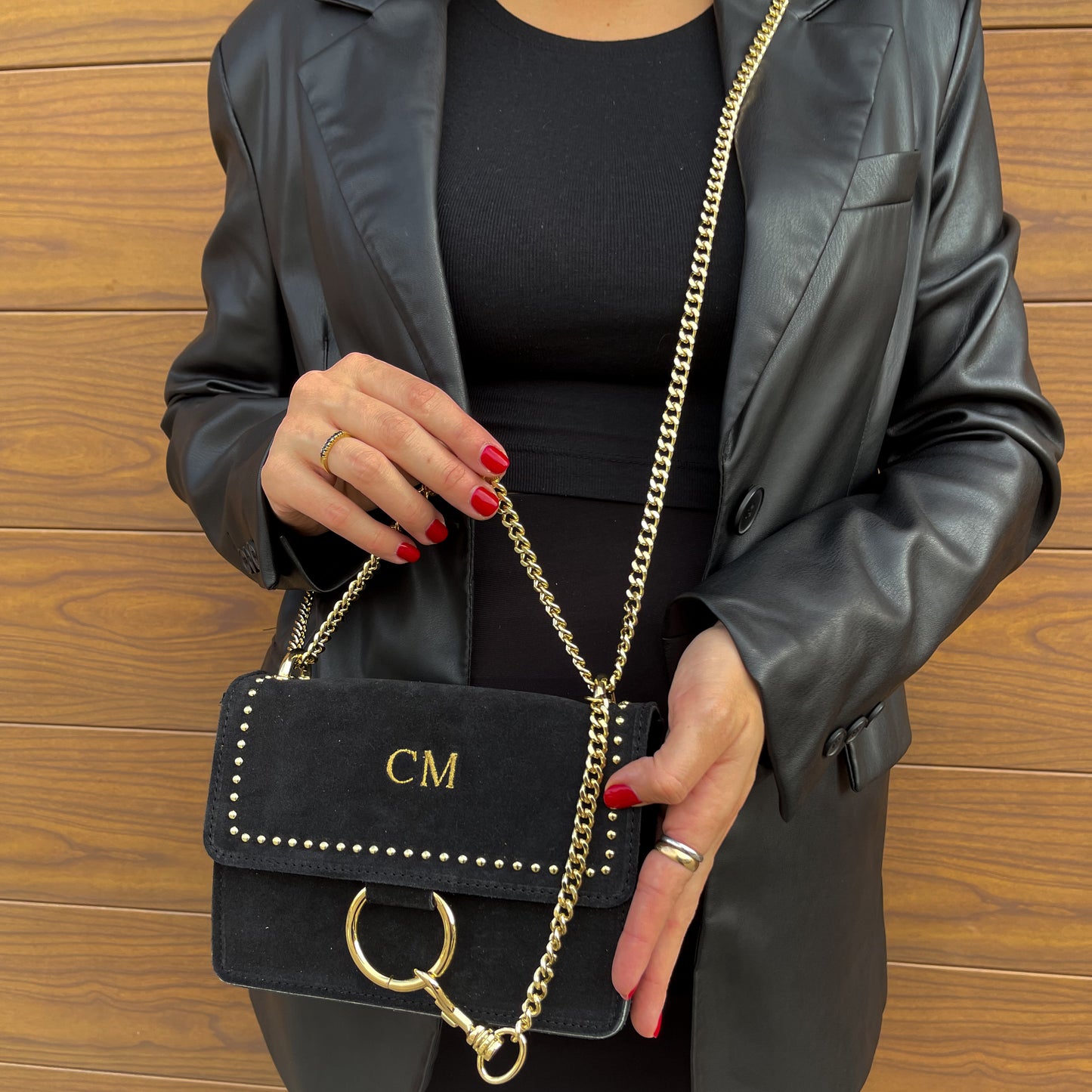 Bolso cadena piel de ante personalizado