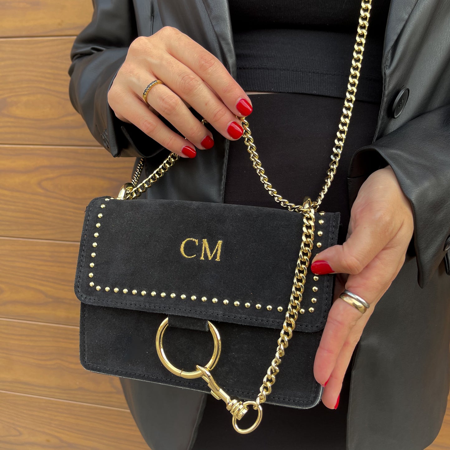 Bolso cadena piel de ante personalizado