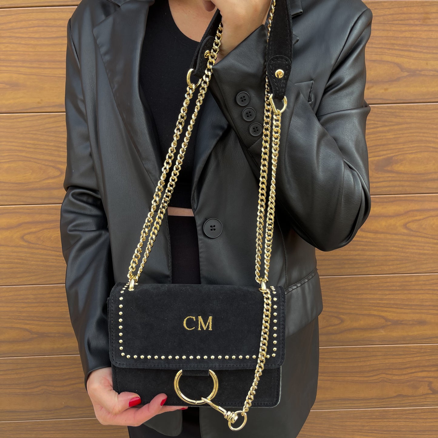Bolso cadena piel de ante personalizado