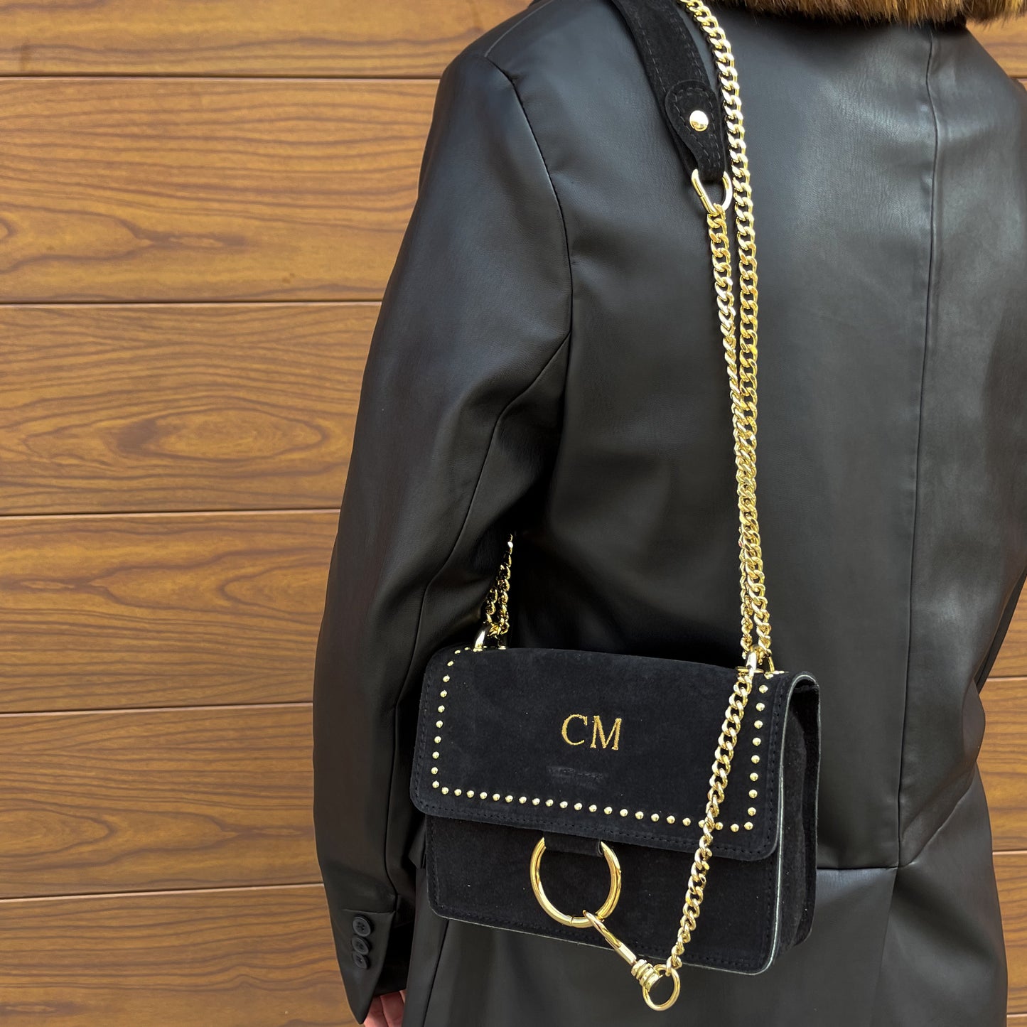 Bolso cadena piel de ante personalizado