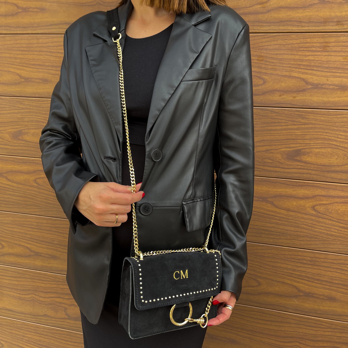 Bolso cadena piel de ante personalizado