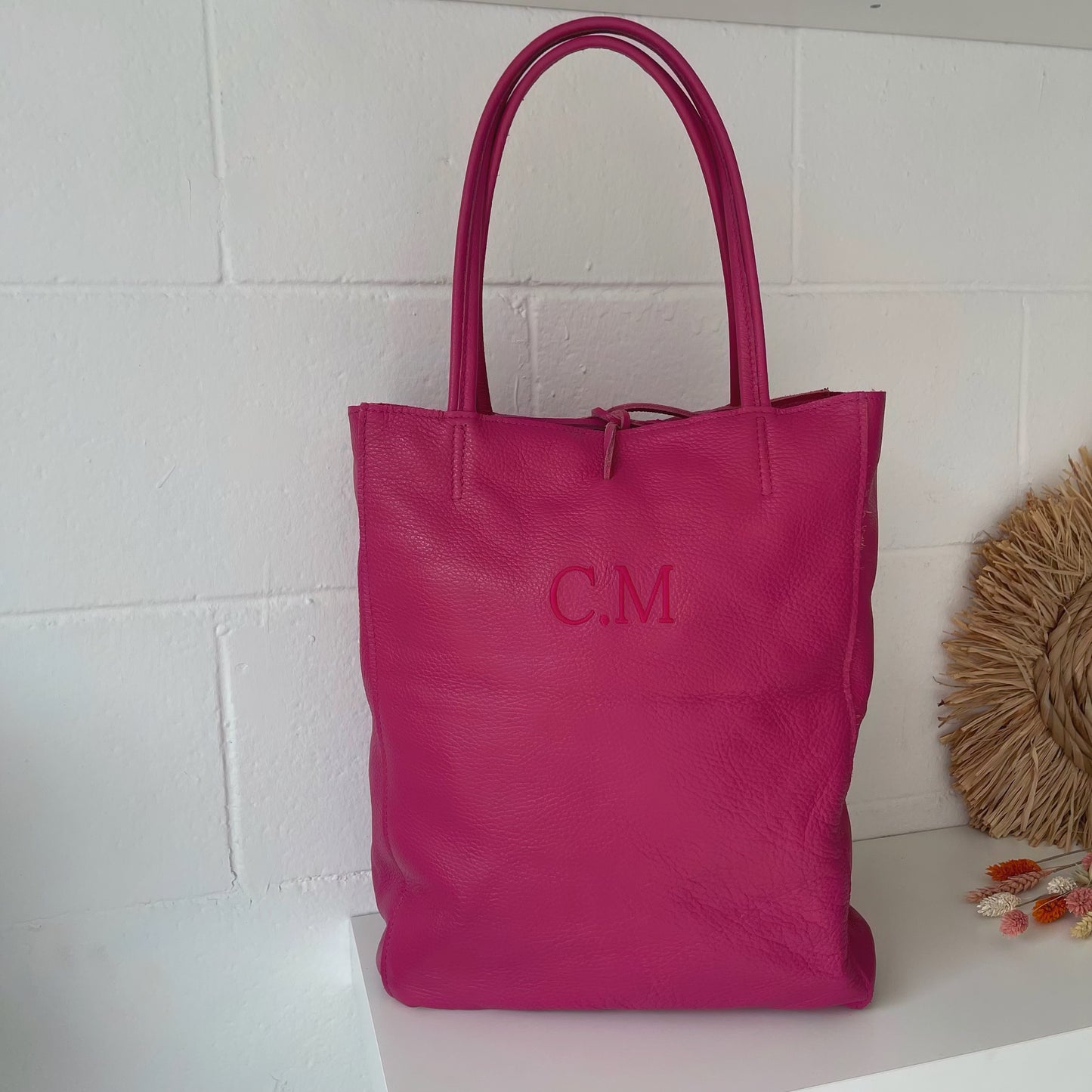 Bolso piel lazo personalizado - Fucsia