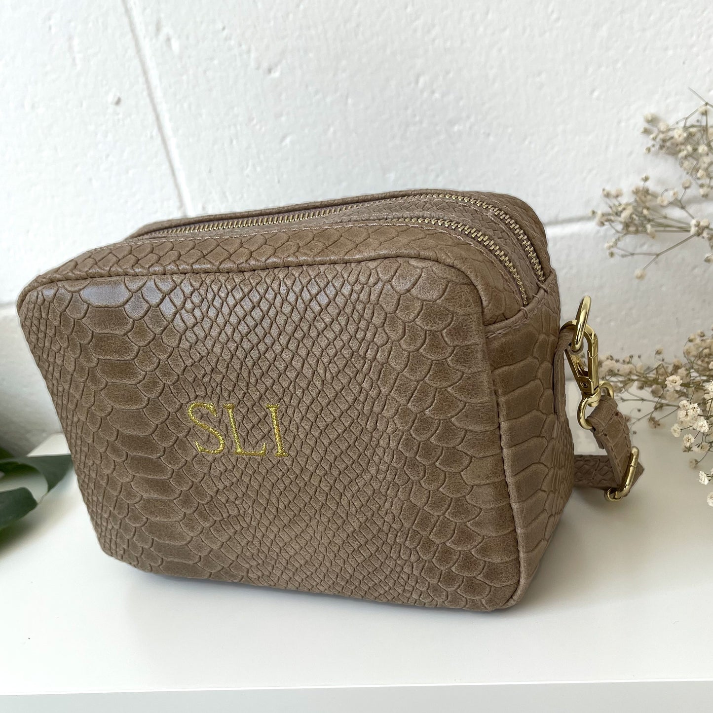 Bolso de piel estilo print personalizado - Color Taupe