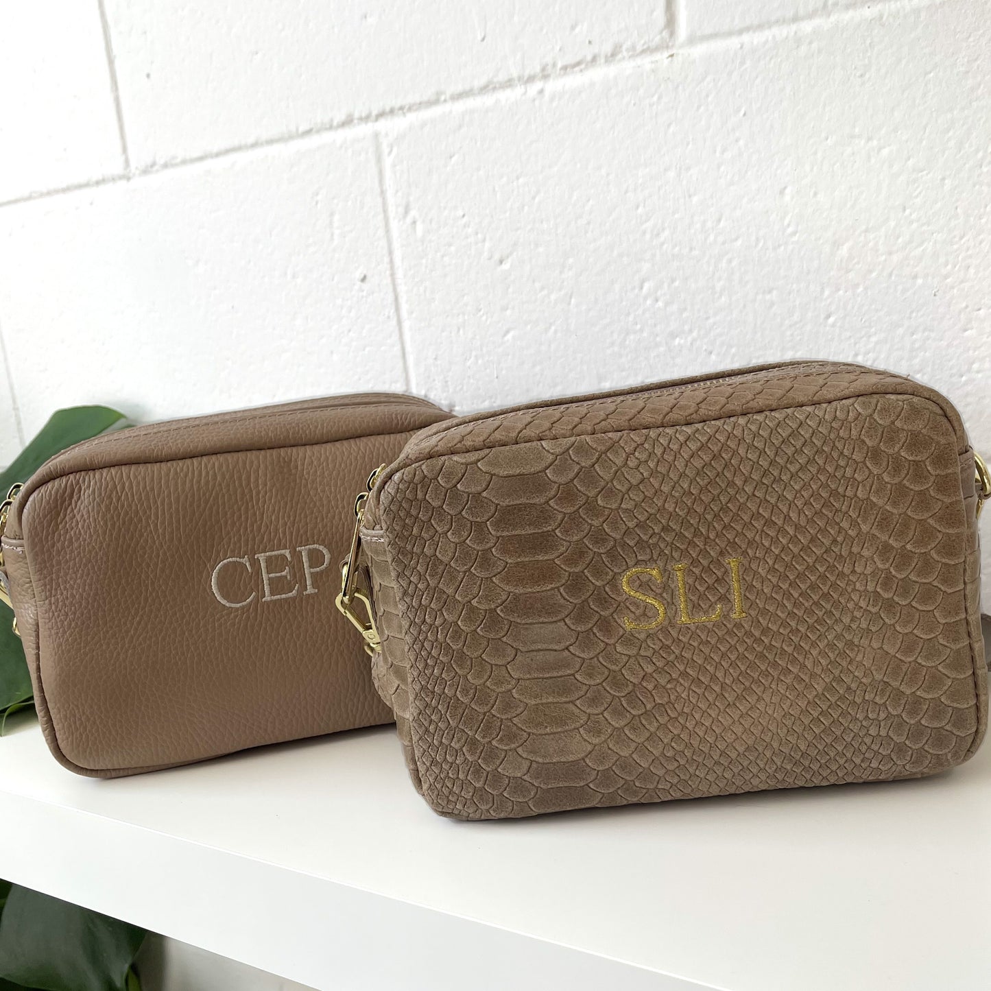 Bolso de piel estilo print personalizado - Color Taupe
