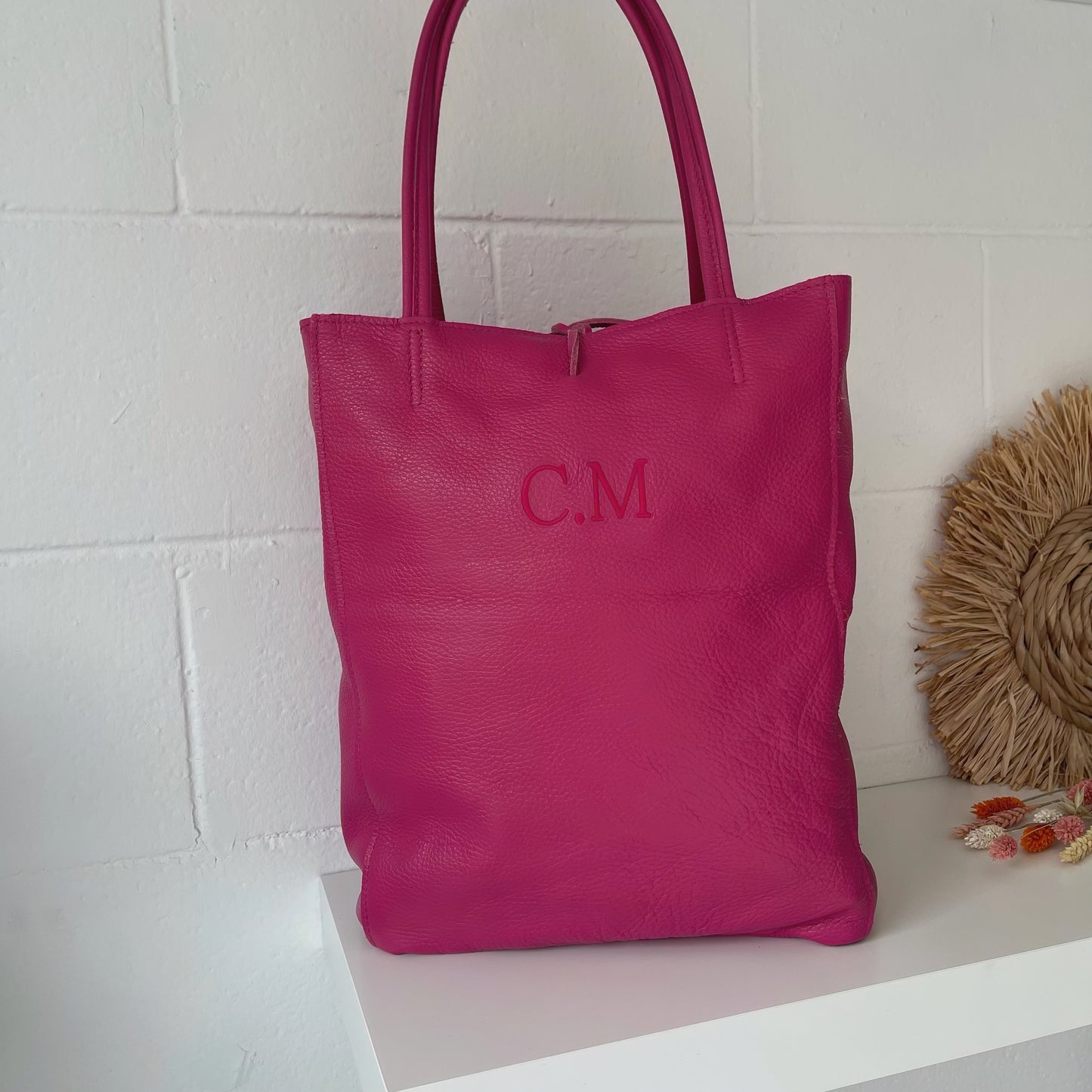 Bolso piel lazo personalizado - Fucsia