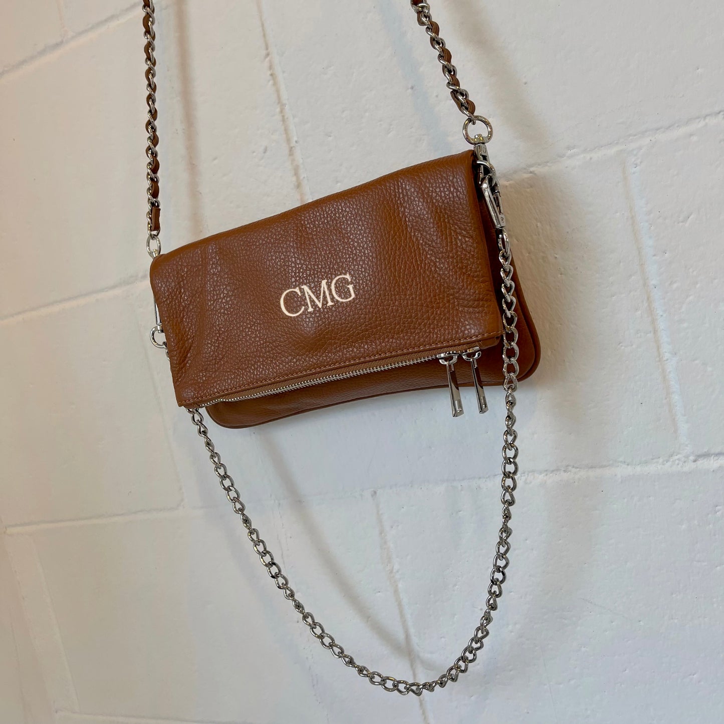Bolso doble piel cadena personalizado - color camel