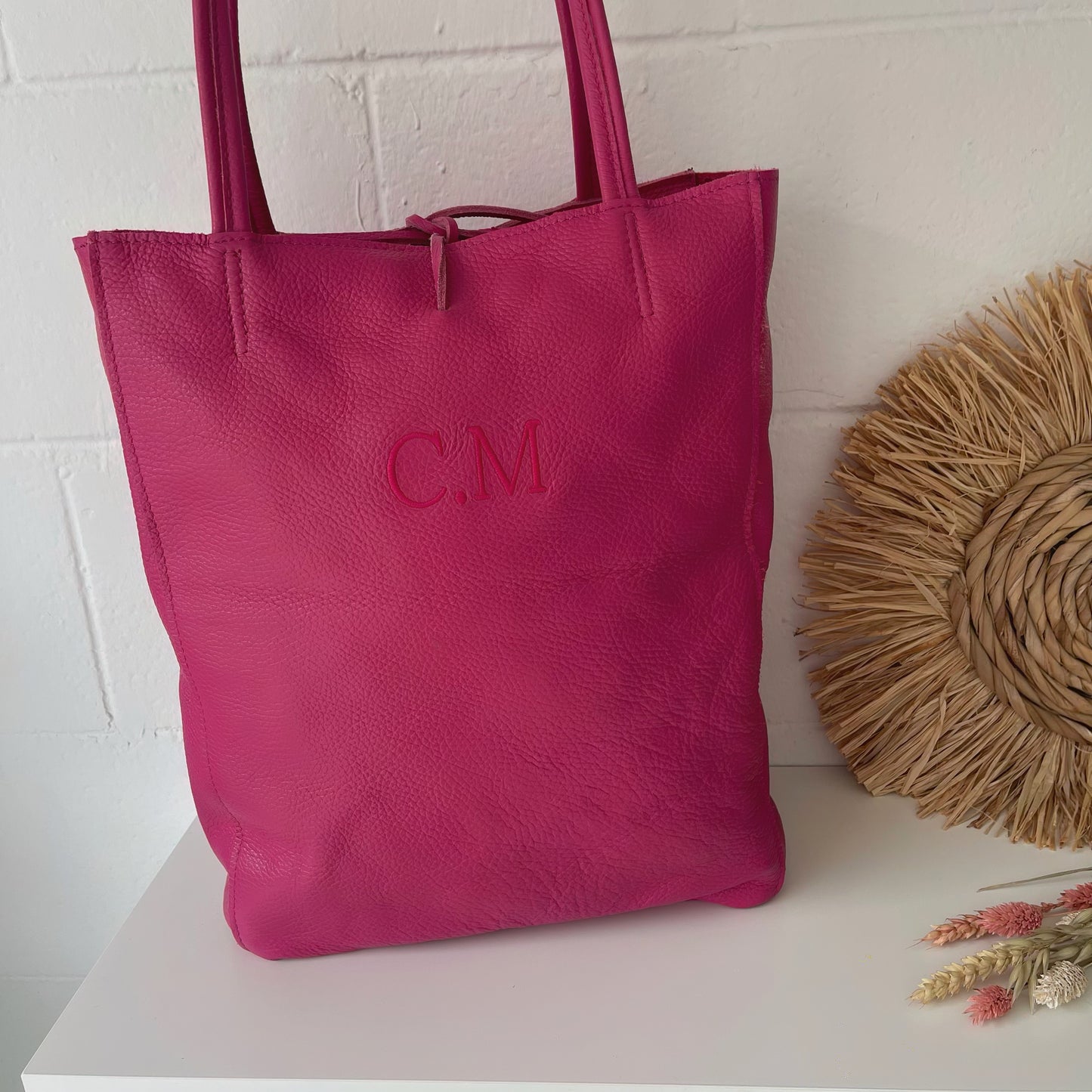 Bolso piel lazo personalizado - Fucsia