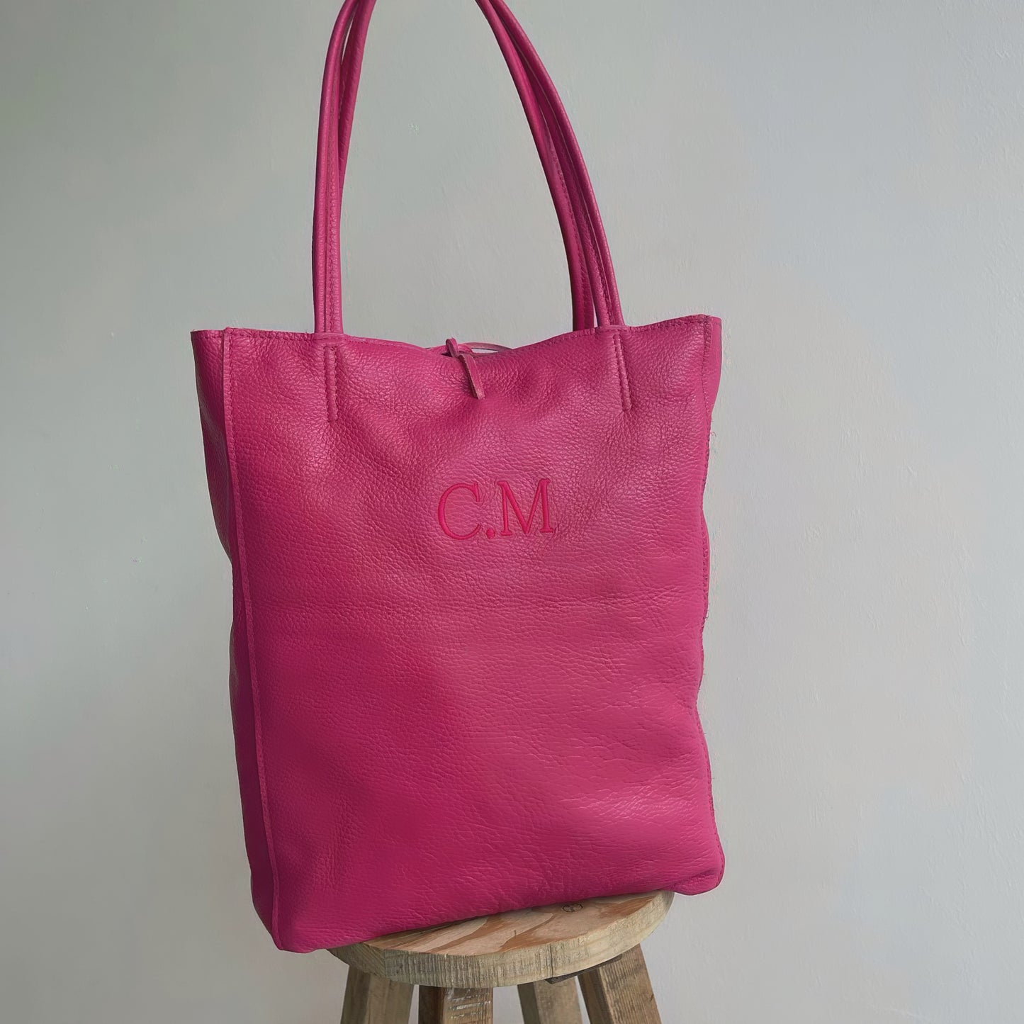Bolso piel lazo personalizado - Fucsia