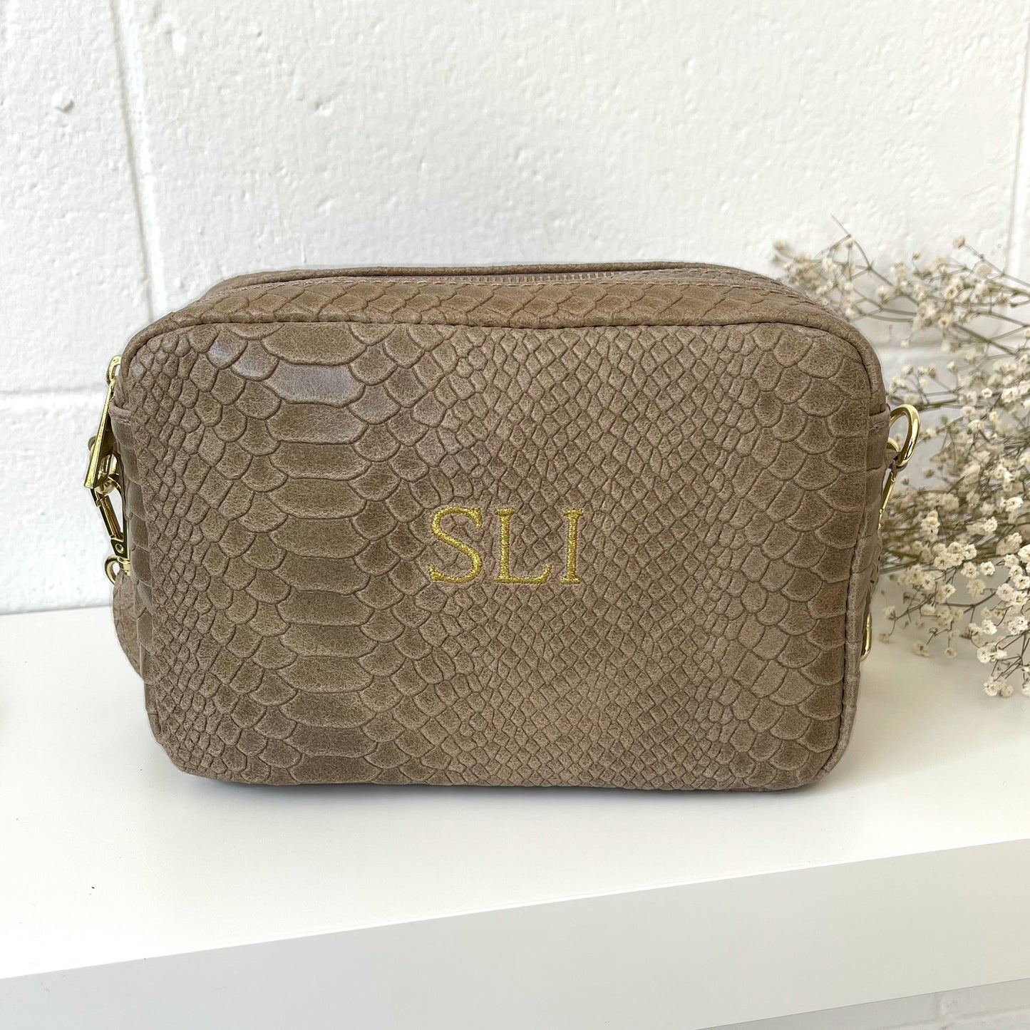 Bolso de piel estilo print personalizado - Color Taupe