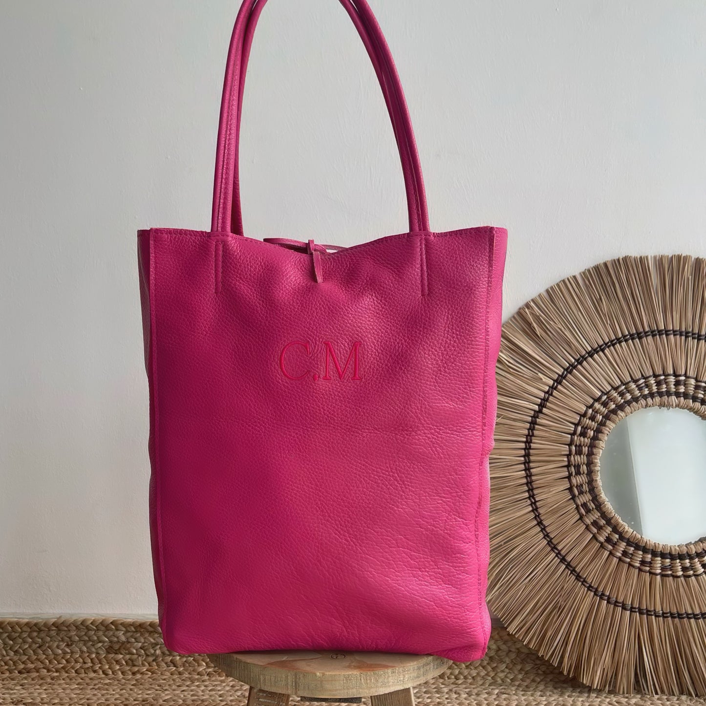 Bolso piel lazo personalizado - Fucsia