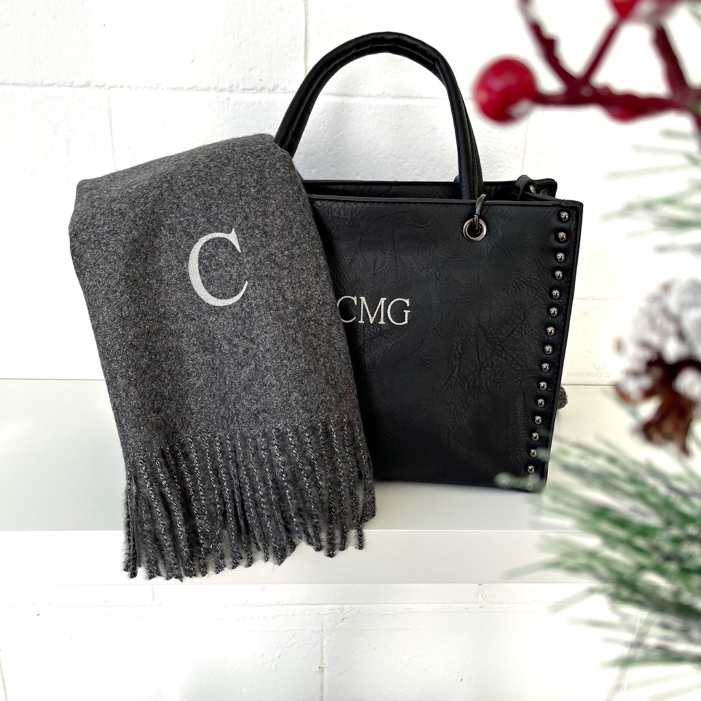 Bufanda lisa personalizada - Gris