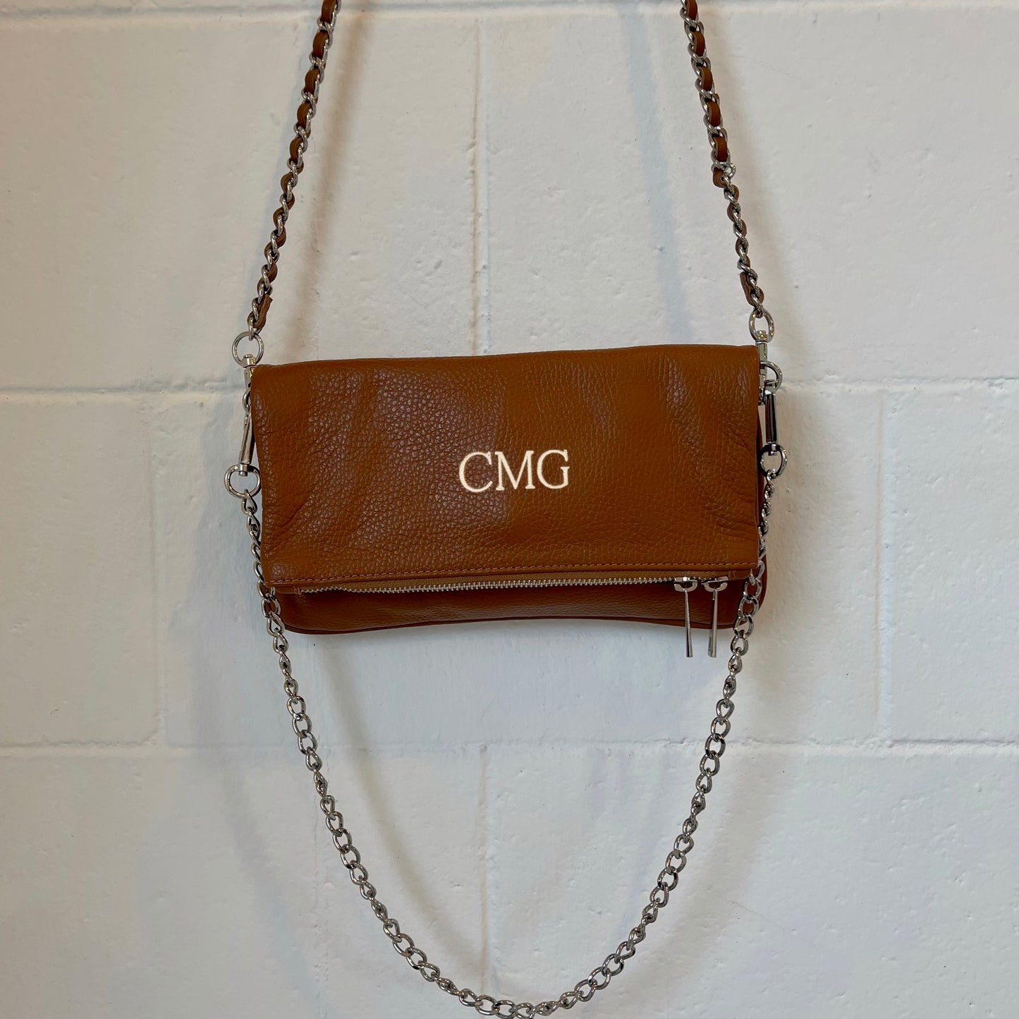 Bolso doble piel cadena personalizado - color camel