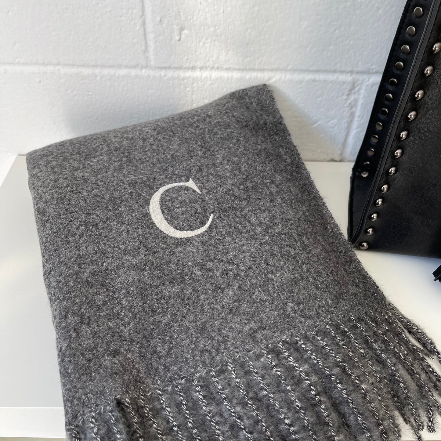 Bufanda lisa personalizada - Gris