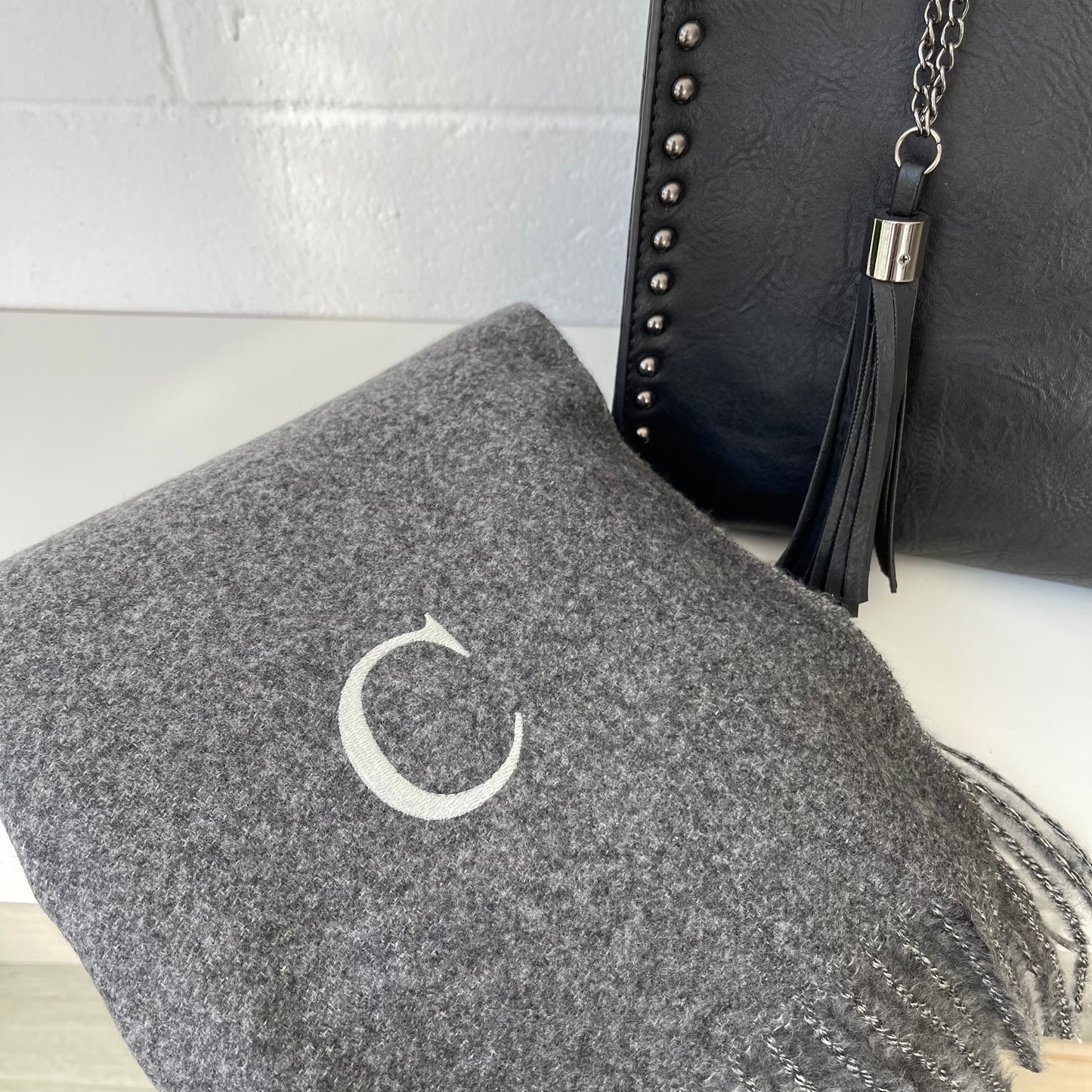 Bufanda lisa personalizada - Gris