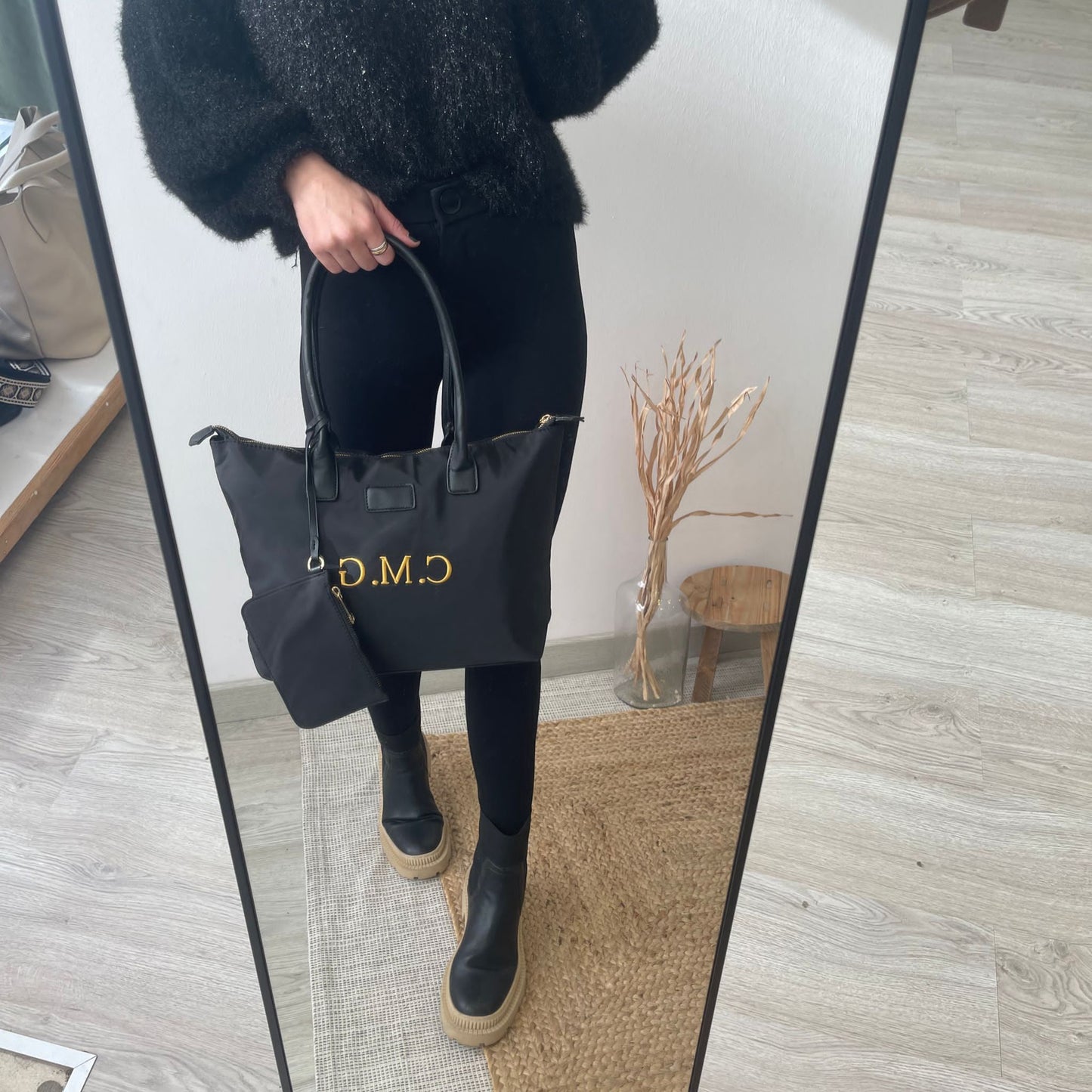 Shopper nylon asas - negro