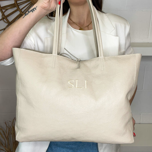 Handbag lazo de piel personalizado - Color beige