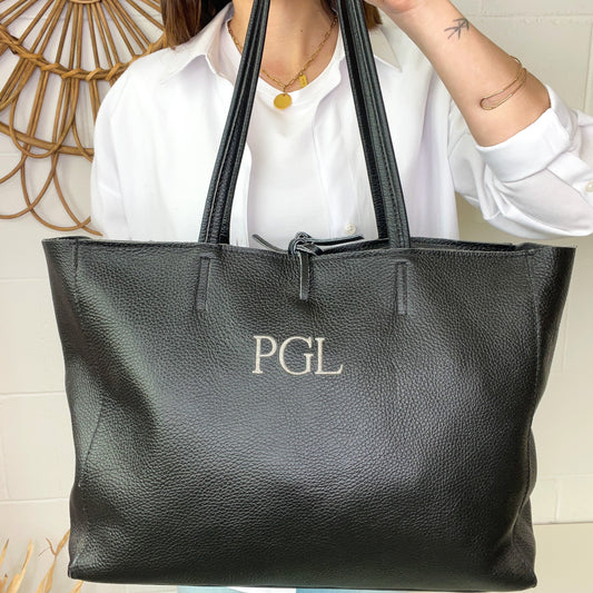 Handbag lazo de piel personalizado - Color negro