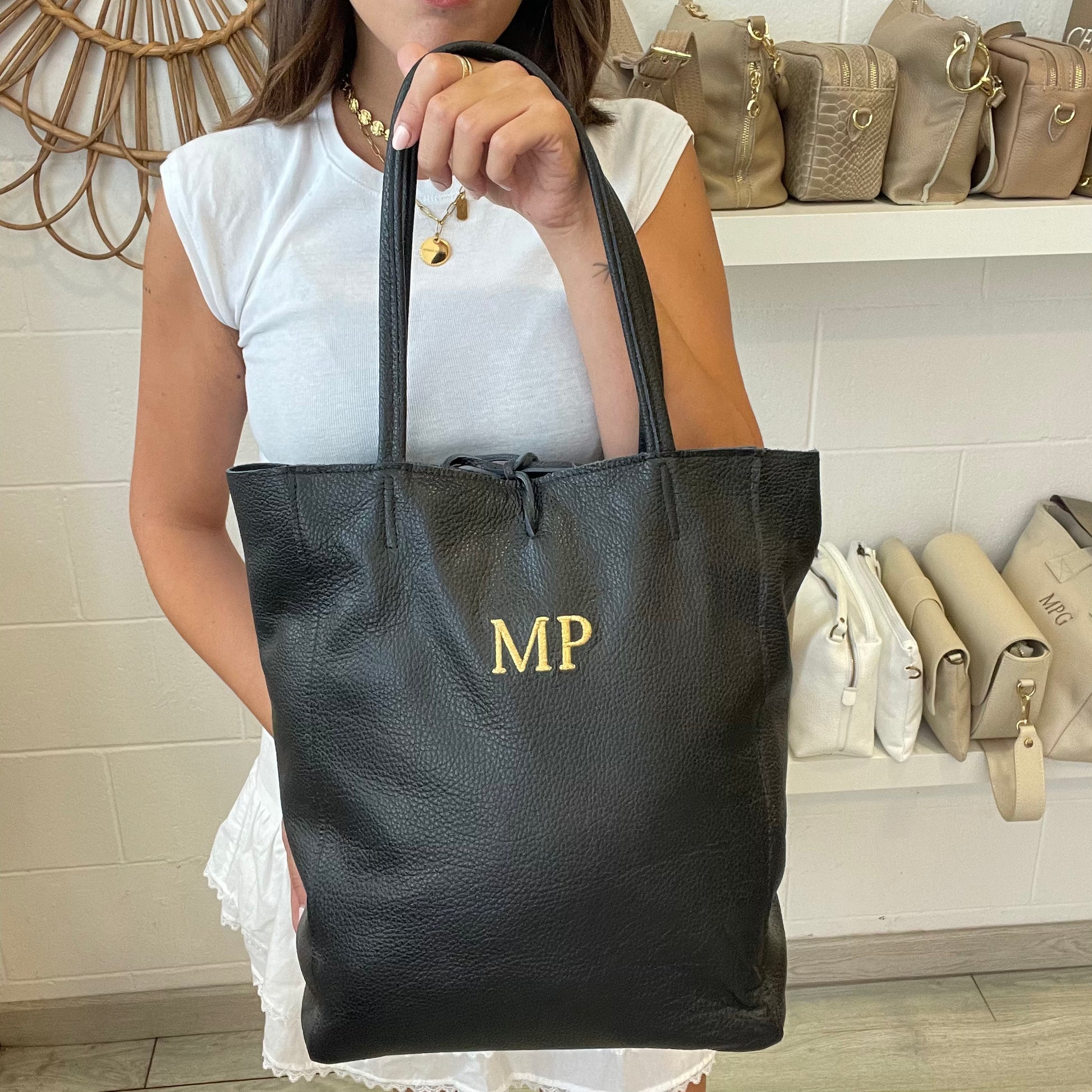 Bolso negro personalizado sale